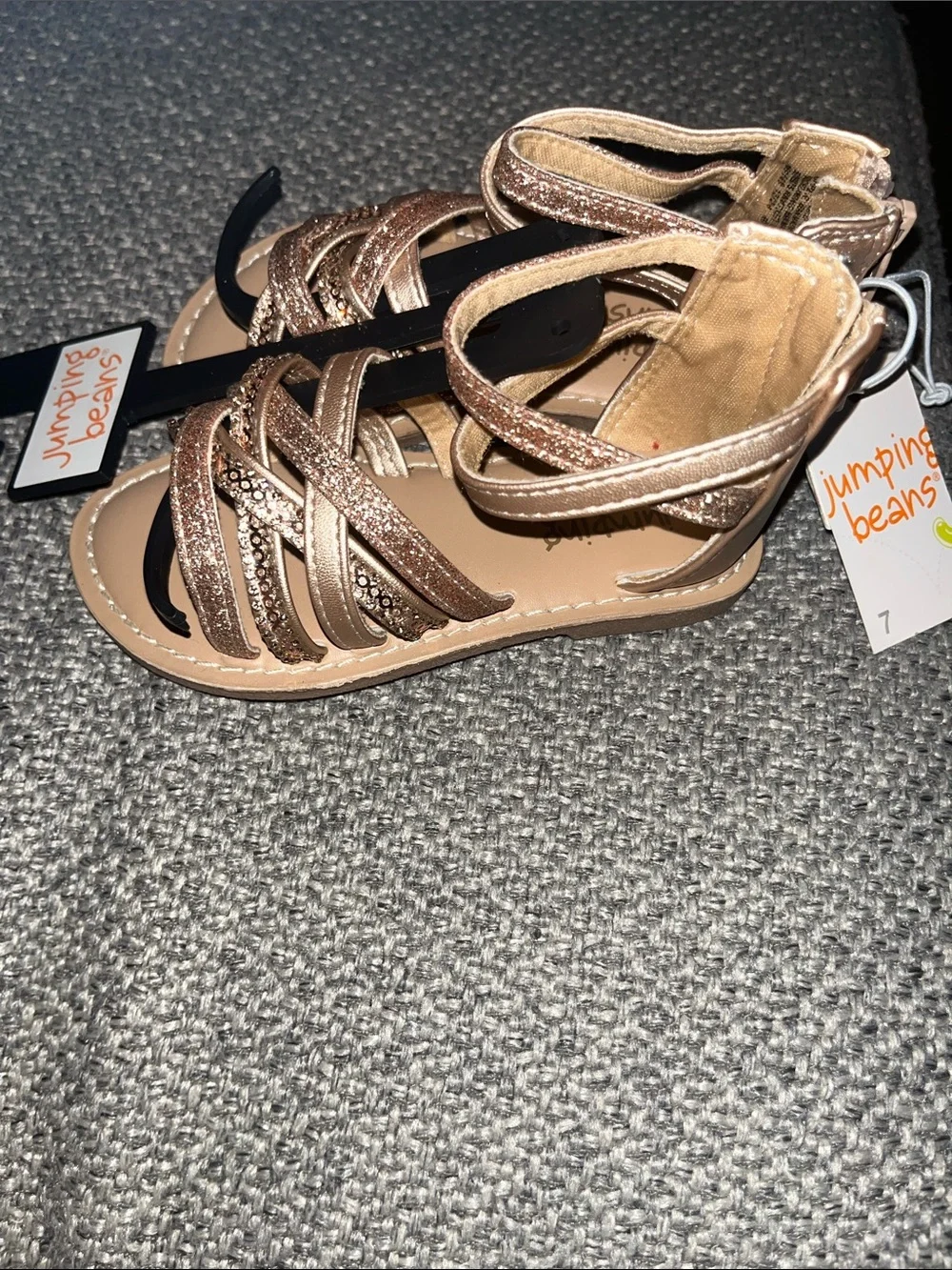 jumping beans Rose Gold Glitter Strappy Sandals for Toddlers